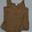 Eleady Shapewear Bodysuits for Women - Body Shaper Thong Tank Top Bodysuit Square Neck (3X-Large-4X-Large, Brown)