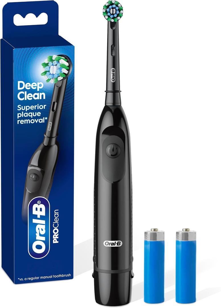 Oral-B Pro 100 CrossAction, Battery Powered Toothbrush, Black, 1 Count (Pack of 1)
