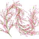 Canlierr 1 Pack 71 Inch Artificial Forsythia Branches Faux Flower Vine Garland Forsythia Flower Hanging Wreath Floral DIY Decoration for Front Door Home Indoor Spring Wedding Easter Decor (Pink)