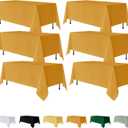Fitable 6 Pack Gold Rectangle Table Clothes - 90 x 156 Inch - Wrinkle and Stain Resistant Fabric Tablecloths, Washable Polyester Table Covers for Wedding, Party, Banquet, Formal Events