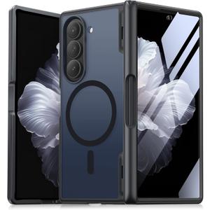 MOBOSI Magnetic for Z Fold 5 Case with HD Screen Protector, Compatible with Magsafe, Full-Body Slim Coverage Hinge Protection, Shockproof Phone Cover for Samsung Galaxy Z Fold5, Black