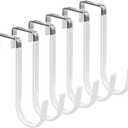 FYY Over the Door Hooks, 6 Pack Door Hangers Hooks with Rubber Prevent Scratches Heavy Duty Organizer Hooks for Living Room, Bathroom, Bedroom, Kitchen Hanging Clothes, Towels, Hats, Coats, Bags White (Short)