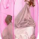 Portable Mesh Pop Up Laundry Hamper Pink Vertical Collapsible Laundry Basket With Strong Handles for Easy Storage, Suitable for Bedroom, College Dorms, Travel, RV