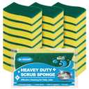 HOMEXCEL Sponges Kitchen 24pcs Heavy Duty for Dishes, Yellow Scrub Cleaning Sponge for Non-Coated Cookware, Dishes, Pots, Pans, Dual Sided Dish Sponge for Kitchen, Household, Bathroom