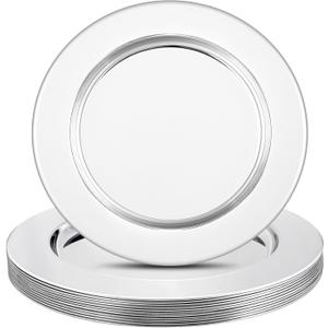 Blcculi 12 Pack Stainless Steel Charger Plates,13 Inch Metallic Silver Charger Plates,Round Stainless Steel Chargers for Dinner Plate,Wedding,Party Decroation