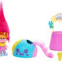 Mattel DreamWorks Trolls Fun Fair Surprise FairFest Small Doll & 10 Accessories, Carnival Food Popcorn Theme with Queen Poppy