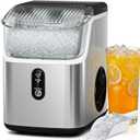Antarctic Star Nugget Ice Makers Countertop with Handle, 35lbs/Day, Portable Sonic Ice Machine with Auto-Cleaning, Basket and Scoop for Home/Kitchen/Office/Camping(Stainless Steel Silver)