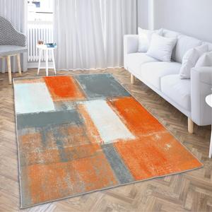 LOKMU Non-Slip Area Rugs Orange and Grey White Abstract Art Home Decor Rugs Carpet for Classroom Living Room Bedroom Dining Kindergarten Room 8'x10' (8x10ft)