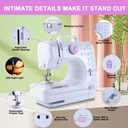 Sewing Machine for Beginners & Kids, Mini Portable Sewing Machines with 12 Built-in Stitch Patterns, 2-Speed Foot Pedal, Perfect for Teaching Daughter Granddaughter to Sew(Purple White)