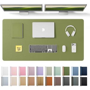 YSAGi Leather Desk Protector, Office Mat, Large Mouse Mat, Non-Slip PU Leather Blotter, Laptop Desk, Waterproof Writing Pad for Office and Home (Green, 47.2" x 23.6")