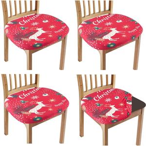 GORGECRAFT 4PCS Dining Room Chair Seat Covers Sweaters Socks Snowflakes Stretch Christmas Seat Cushion Slipcovers Red Removable Washable Elastic Ties Upholstered Chair Protector for Kitchen Office