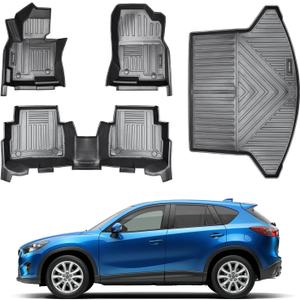 Vanseno Floor Mats and Cargo Liner Compatible for 2013-2016 MazdaCX-5 Trunk Mat Floor Liners All Weather Protection TPE Mats for 2013 2014 2015 2016 Mazda CX5 Accessories (Floor Mat+Trunk Mat)