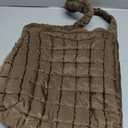 izuzta Quilted Puffer Tote Bag Large Puffy Crossbody Shoulder Bag, Lightweight Soft Nylon Quilted Oversized Padding Hobo Tote Bag Handbags Puff Purse Carryall Gym Bag Trendy Tote for Women(Brown)