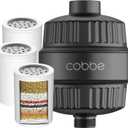 Cobbe High Output Shower Filter for Hard Water - 2 Replaceable Cartridges - Removing Chlorine and Harmful Substance, and Dramatically Improves The Condition of Your Skin, Hair and Nails - Matte Black (3. Black)