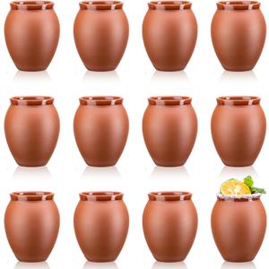 12Pcs 2oz/60ml Cantaritos De Barro Mexicanos,Mini Jarritos De Barro Mexicanos Pottery Cocktail Glasses,Mexican Shot Glasses Taco Tuesday Cups For Celebration,Tequila,Margaritas