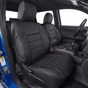 EKR Custom Fit Tacoma Car Seat Covers for Toyota Tacoma 2016 2017 2018 2019 2020 2021 2022 2023 Access Cab -Full Set,Faux Leather(Black)