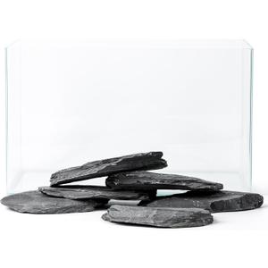 6.1-8.1 Inches Natural Slate Rock, 6 PCS Large Flat Aquarium Stones for Aquascaping, Terrariums, Reptile Tanks & Aquarium Décor