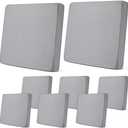 Newwiee 8Pcs Patio Cushion Covers Stretch Outdoor Cushion Cover Replacement for Patio Furniture Sofa Couch Slipcovers, Soft Flexibility Washable Furniture Protector(Waterproof Pure,Light Grey)
