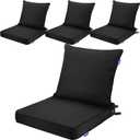 Deep Seat Cushions, Outdoor Cushions, Patio Furniture Cushions, Deep Seat & Back Cushion Patio Cushions for Backyard Couch Sofa Fade Resistant (22x24x4 inches 4 Sets, Solid Black)