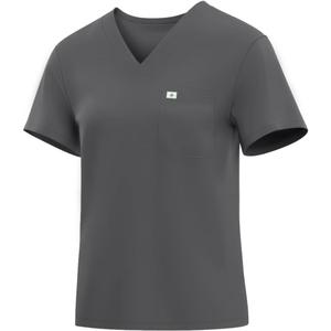 Women's V-Neck Scrub Tops - Stretchy Nursing Uniform Top with Pockets, Wrinkle Resistant & Breathable, Small