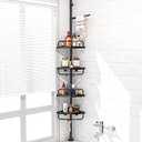 4 Layer Corner Shower Caddy, Stainless Steel ​Constant Tension Pole Shower Organizer, Adjustable Corner Shower Shelf, Rustproof 3.3 to 9.8 ft