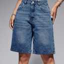 EMMIOL Women Jorts Baggy Jeans Jorts Outfits Mid-Low Waisted Denim Y2K Shorts Summer Hot Short Pants Streetwear (XXXL)