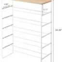 YAMAZAKI Home Six-Tier Shoe Organizer Tall Slim Shoe Rack for Entryway Or Closet, Narrow Metal Shoe Storage with Wooden Top, Steel, White, Easy Assembly, 34" - Steel - Holds 18 to 21 Shoe