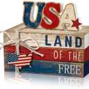 4 Pcs 4th of July Decorations Patriotic Tiered Tray Decorations Signs Rustic Memorial Day Decor Book Block Sign for 250th Anniversary Farmhouse Table Home Tabletop Shelf(Map)