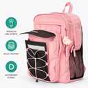 Choco Mocha Pink Backpack for Girls, Travel School Backpack for Teen Girls Large Bookbag for Middle Elementary School 18 Inch, Black Pink (Thickened version (exclusive laptop compartment))