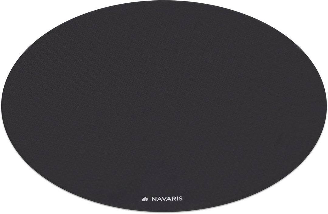 Navaris Round Yoga Mat - 47" Diameter Circular Exercise Mat 1/4" Thick - Non-Slip Mat for Cardio, Workout, Fitness, Tai Chi, Meditation - Size Small (Black)