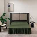 TSUTOMI Bed Skirt Queen Size Ruffled Bed Skirt with Split Corners, 14 Inch Drop Dust Ruffle Bed Skirts with Platform, Gathered Style, 100% Microfiber, Green