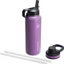 ThermoFlask 40 oz Double Wall Vacuum Insulated Stainless Steel Water Bottle - Reusable with Leakproof Chug & Straw Lids - Keeps Drinks Cold 24 hr/Hot 12 hr - Easy Maintenance - Gym/On-the-Go, Plum