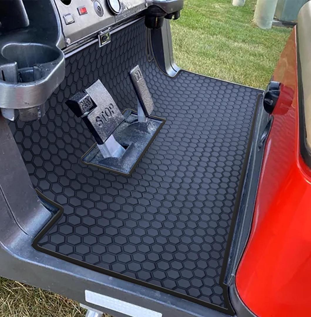 Golf Cart Floor Liner Mat Full Coverage Custom Fit for 2 and 2+2 Club Car Models Precedent 2004-2025/Onward & Tempo (2017-2025)/Villager & V4L (2019-2025 (Black)