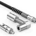 Fantictas 90 Degree Grease Coupler Slotted Right Angle 90 Degree Grease Coupler Combo with 12" Spring Flex Hose - Designed for Extra Reach in Tight Spaces