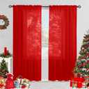 Semi Voile Sheer Curtains 84 Inches Long 2 Panels Rod Pocket Window Treatment for Living Room Bedroom Dining Room (Red 52" W x 84" L)