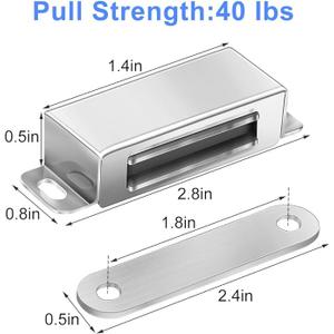 Onarway Magnetic Door Catch 40 lbs Pull Strong Magnet Cabinet Latches Magnetic Hardware Stainless Steel Chrome Door Closer for Bathroom Kitchen Sliding Door Window Cupboard (3 Pack-Strength 20KG)