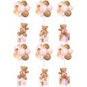 Lenwen 6 Sets Pink Bear Decorations for Baby Shower, Baby Letter Boxes Baby Shower Table Centerpieces Bear Stuffed Animals Balloon with Stand Bear Plush Toy Baby Boxes for Birthday Party Wedding