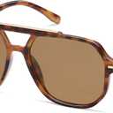 SOJOS Retro Trendy Aviator Polarized Sunglasses Men Women Vintage 70s Square Stylish Frame Sun Glasses SJ2283 (Tortoise/Light Brown)
