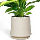 11 Inch Ceramic Planter Pot with Saucer Drainage Leak-Proof Mesh,Flower Pots for Lavender with Gardening Gloves,Ceramic Planter for Orchid(Silk White)