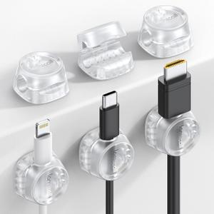 6Pack Cord Organizer, Desk Accessories - Lamicall Clear Desktop Cord Management, Mother's Day for Mother, Office Workspace Organizer Accessories, Nightstand Wire Keeper Desk Decor, Office Must Haves