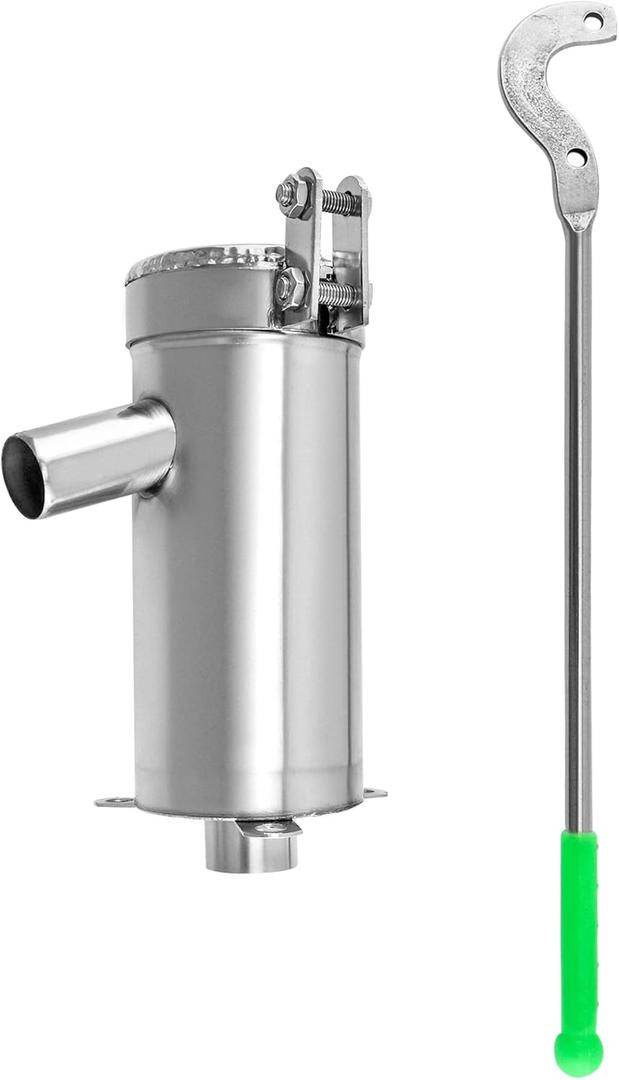 QWORK Stainless Steel Manual Suction Pump, Modern Black Above Ground Well Water Pump, Easy to Use, High Working Efficiency, 10m Water Depth