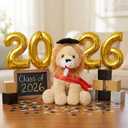WEIGEDU Graduation Lion Stuffed Animal Plush Toy with Cap and Red Sash Gift for Kindergarten High School College Graduates 12 Inch