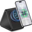 Housbay Sound Machine with Magnetic Wireless Charger for iPhone, 2-in-1 Design for Clutter-Free Nightstand, Dual-Speaker Stereo Sound for Sleeping - Black