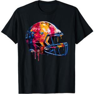 Football Helmet Drip Game Day Graphic T-Shirt L