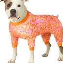 LovinPet Dog Clothes Large Breed, Anti Licking Shirt, Wound Care Post Surgery Dogs Pajamas, Lightweight Stretchy Skin-Friendly Fabric, Orange Daisy Print,Use for Travel, Parties, and Home, Orange M