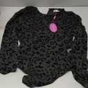 Avidlove Womens Mesh Long Sleeve Bodysuit Round Neck Sheer Leotards Geo Print Bodysuit Top with Snap Crotch, Medium