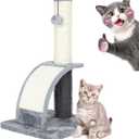 FluffyDream Cat Scratching Post with Cat Self Groomer,Cat Scratcher with Cat Brush,19 Inches Scratch Post with Dangling Ball,Indoor Cat Scratch Board for Cats at All Ages