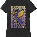 Warner BROS Girls Batman Batgirl Name Girls Short Sleeve Tee Shirt (X-Small, Black)