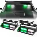 WINECO 2 in 1 Green White Dash Emergency Strobe Lights Interior Windshield Warning Safety Flashing Lights w/Suction Cups for Construction Vehicles, Truck (27.16 inch, 16 LED)