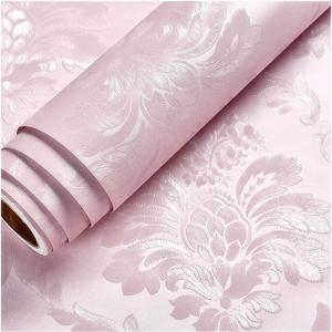 Blooming Wall Peel and Stick Prepasted Pink Damasks Floral Wallpaper (Pink)